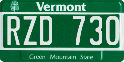 VT license plate RZD730