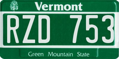 VT license plate RZD753