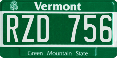 VT license plate RZD756