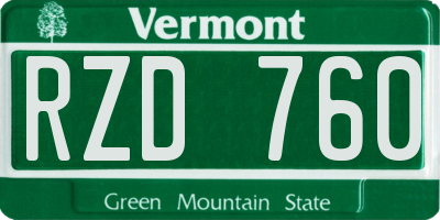 VT license plate RZD760