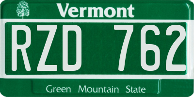 VT license plate RZD762