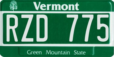 VT license plate RZD775
