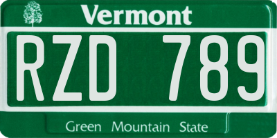 VT license plate RZD789