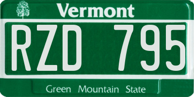 VT license plate RZD795