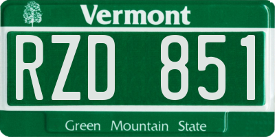 VT license plate RZD851
