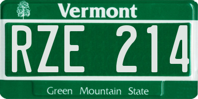 VT license plate RZE214