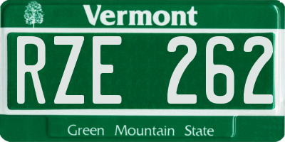 VT license plate RZE262