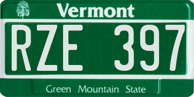 VT license plate RZE397