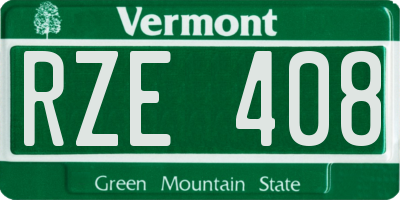 VT license plate RZE408