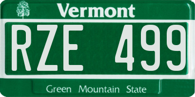 VT license plate RZE499