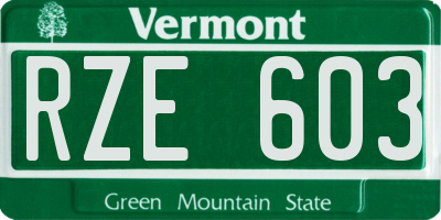 VT license plate RZE603