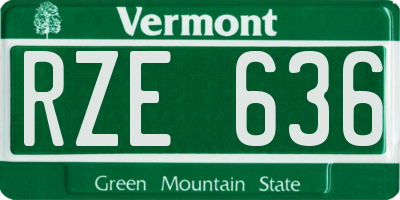 VT license plate RZE636