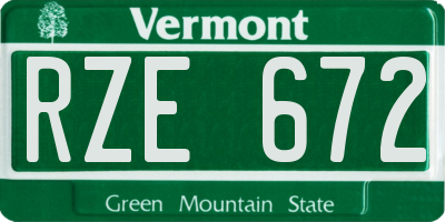 VT license plate RZE672
