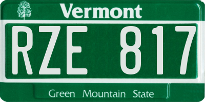 VT license plate RZE817