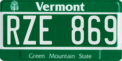 VT license plate RZE869