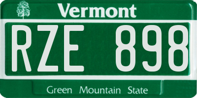 VT license plate RZE898