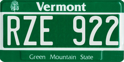 VT license plate RZE922