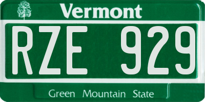 VT license plate RZE929