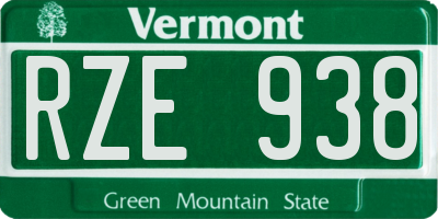 VT license plate RZE938