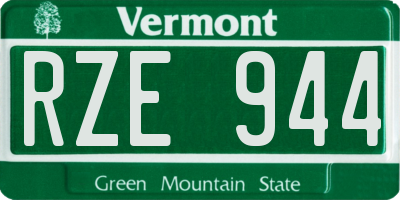 VT license plate RZE944