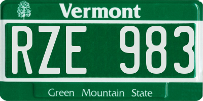 VT license plate RZE983