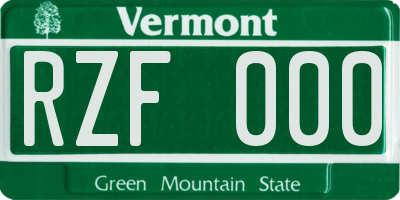 VT license plate RZF000