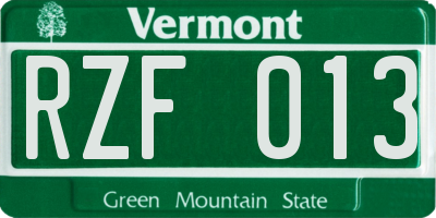 VT license plate RZF013