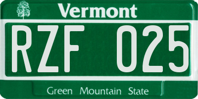 VT license plate RZF025
