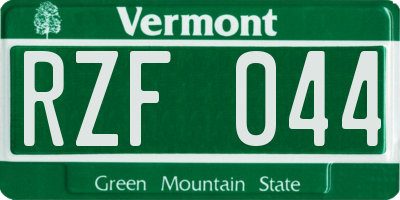 VT license plate RZF044