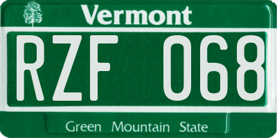 VT license plate RZF068