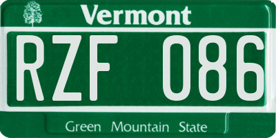 VT license plate RZF086