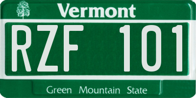 VT license plate RZF101