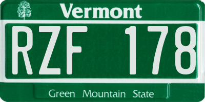 VT license plate RZF178