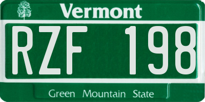 VT license plate RZF198