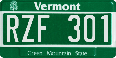 VT license plate RZF301