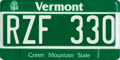VT license plate RZF330