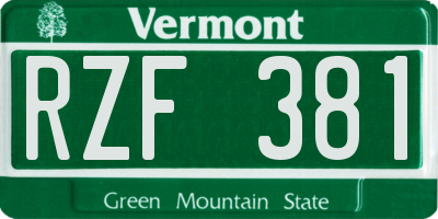 VT license plate RZF381