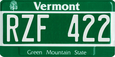 VT license plate RZF422