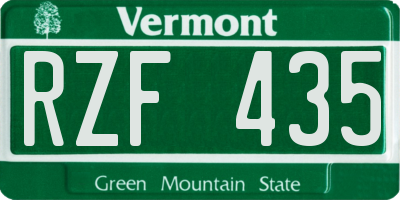 VT license plate RZF435