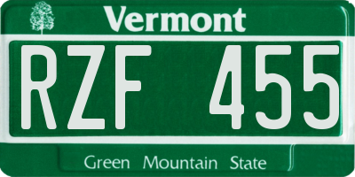 VT license plate RZF455
