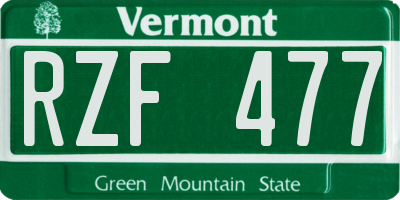 VT license plate RZF477