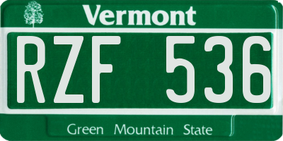 VT license plate RZF536