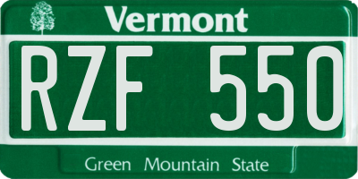 VT license plate RZF550