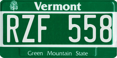 VT license plate RZF558