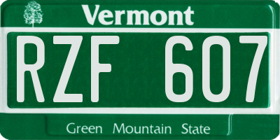 VT license plate RZF607