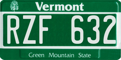 VT license plate RZF632