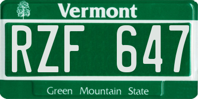 VT license plate RZF647