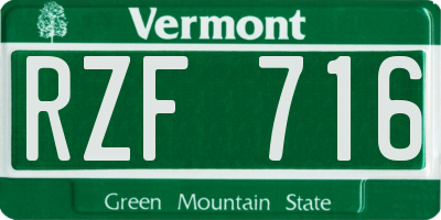 VT license plate RZF716