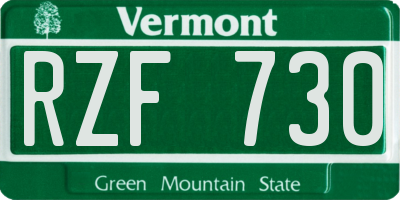 VT license plate RZF730