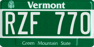 VT license plate RZF770